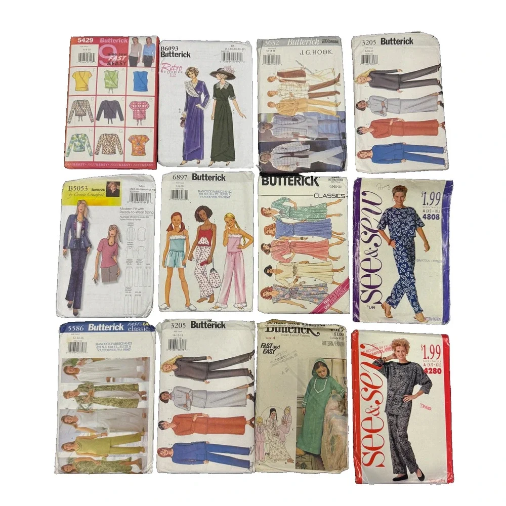Lot of 12 Butterick Women's Sewing Patterns Set Vintage Collection